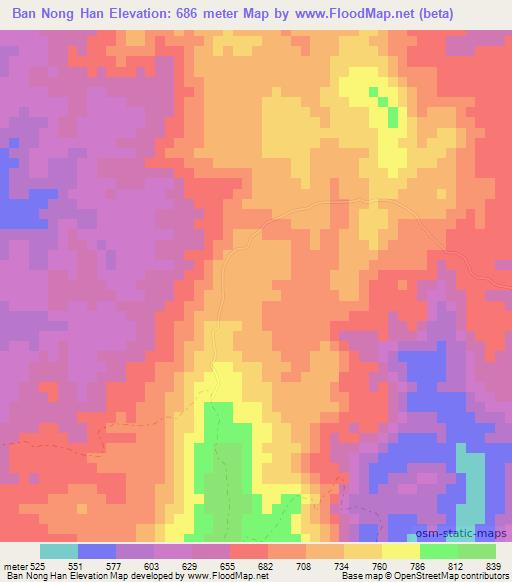 Ban Nong Han,Thailand Elevation Map