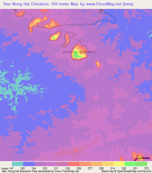 Ban Nong Hai,Thailand Elevation Map