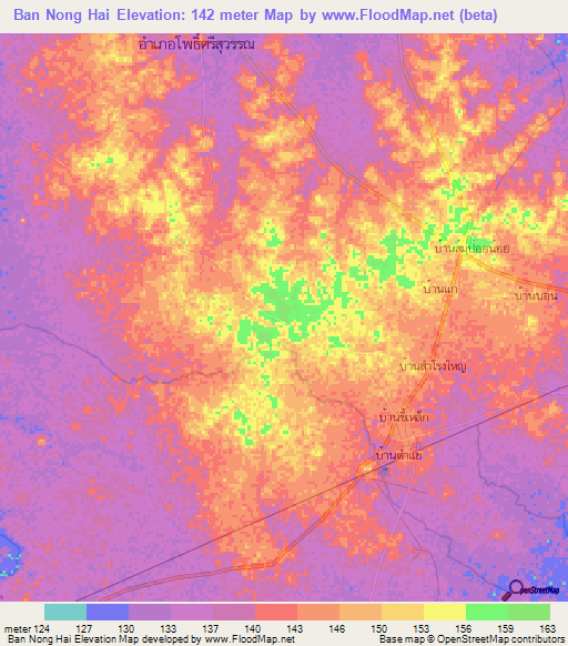 Ban Nong Hai,Thailand Elevation Map