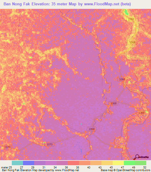 Ban Nong Fak,Thailand Elevation Map