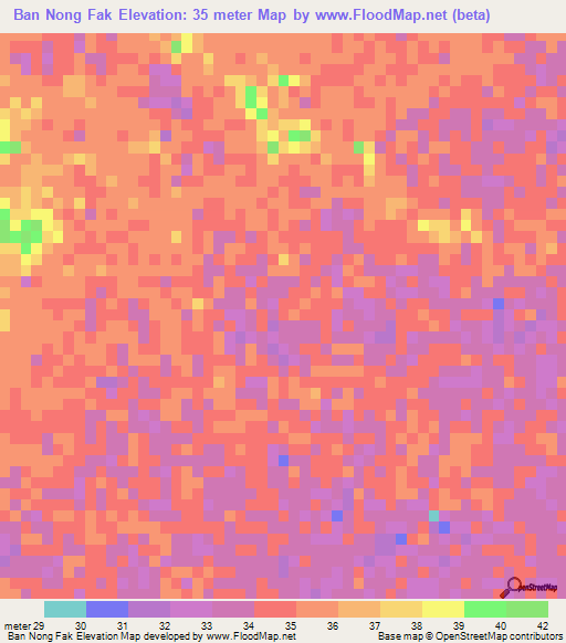 Ban Nong Fak,Thailand Elevation Map