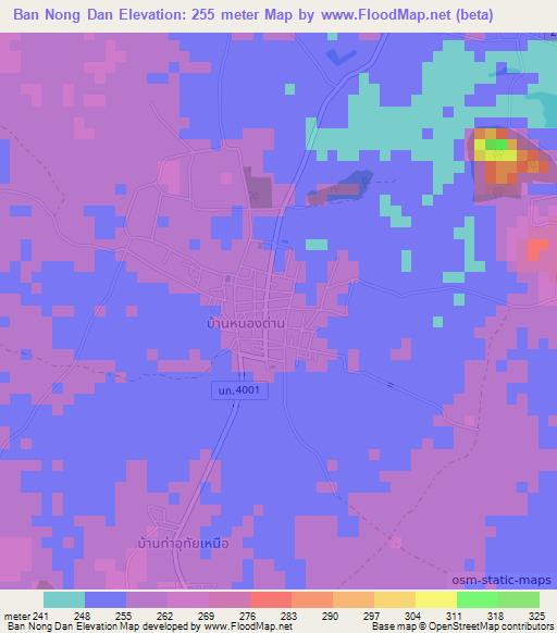 Ban Nong Dan,Thailand Elevation Map