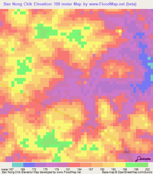 Ban Nong Chik,Thailand Elevation Map