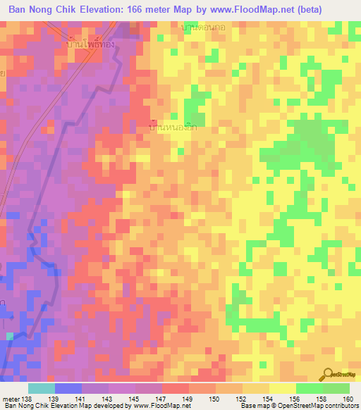 Ban Nong Chik,Thailand Elevation Map