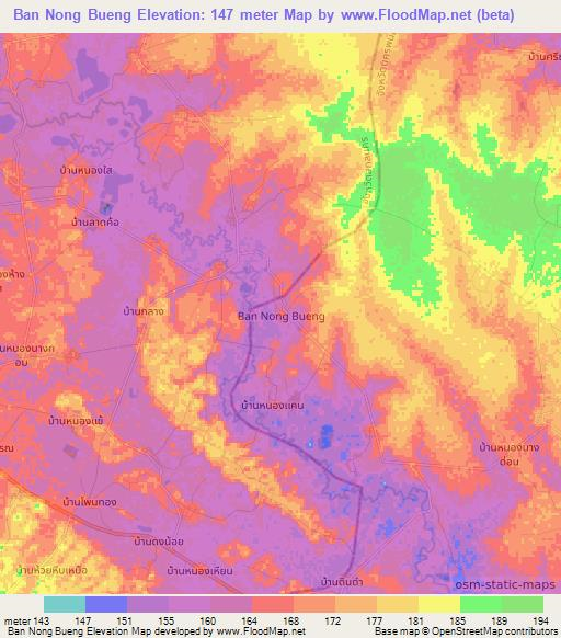 Ban Nong Bueng,Thailand Elevation Map
