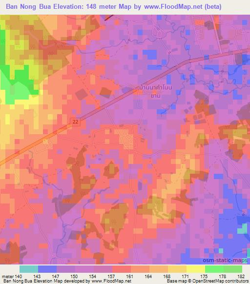 Ban Nong Bua,Thailand Elevation Map