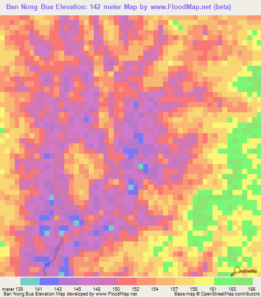 Ban Nong Bua,Thailand Elevation Map