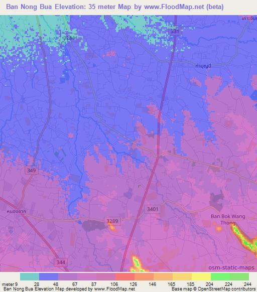 Ban Nong Bua,Thailand Elevation Map