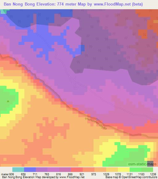 Ban Nong Bong,Thailand Elevation Map