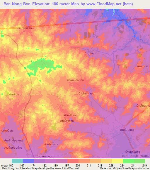 Ban Nong Bon,Thailand Elevation Map