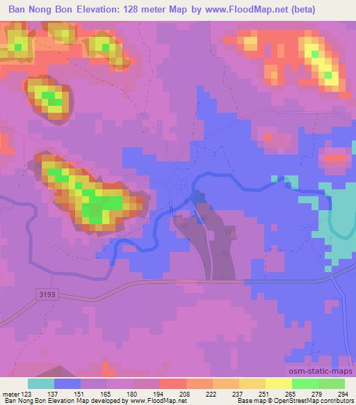 Ban Nong Bon,Thailand Elevation Map