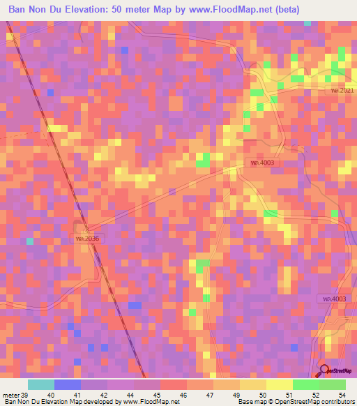 Ban Non Du,Thailand Elevation Map