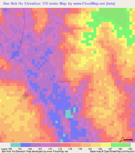 Ban Nok Ho,Thailand Elevation Map