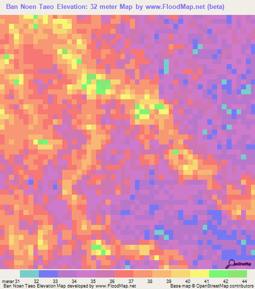 Ban Noen Taeo,Thailand Elevation Map