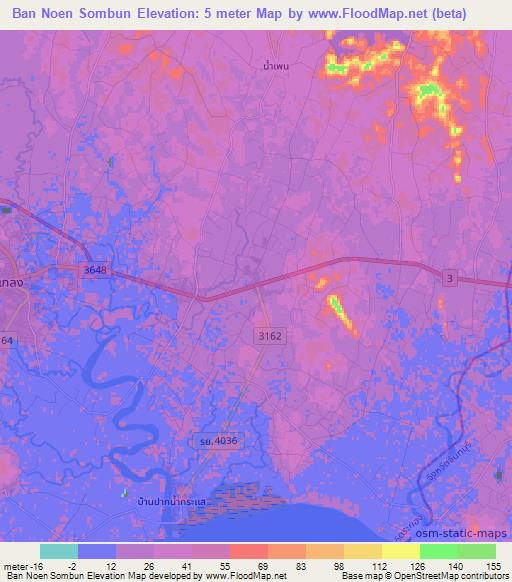 Ban Noen Sombun,Thailand Elevation Map