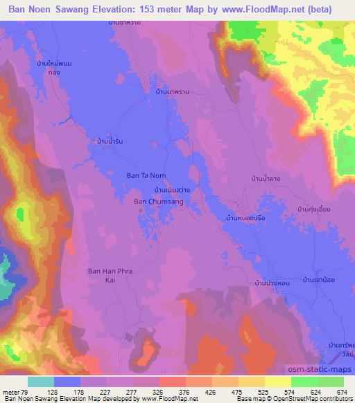 Ban Noen Sawang,Thailand Elevation Map