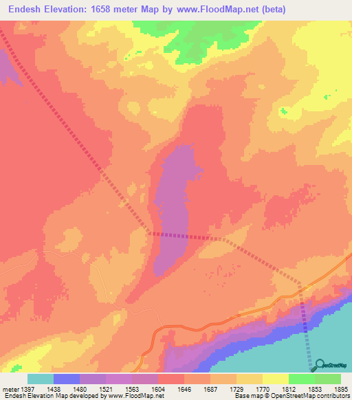 Endesh,Tanzania Elevation Map