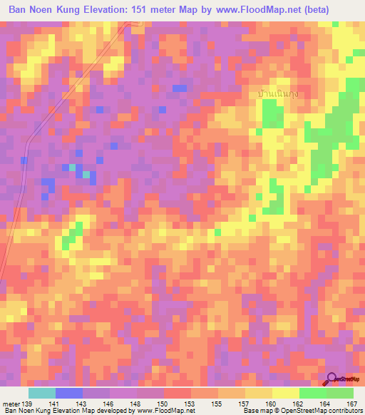Ban Noen Kung,Thailand Elevation Map