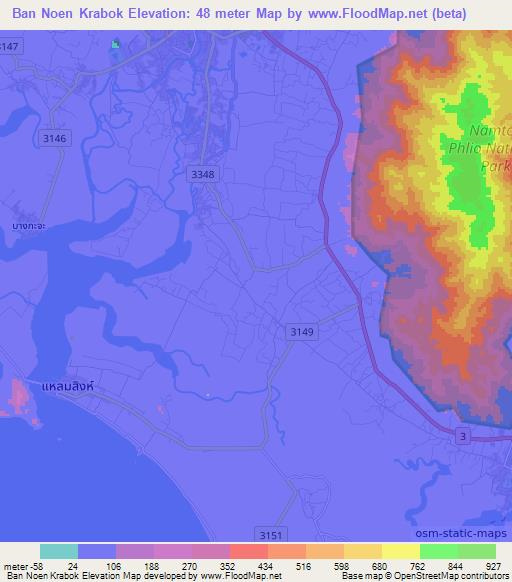 Ban Noen Krabok,Thailand Elevation Map