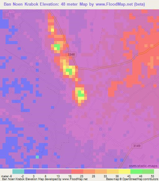 Ban Noen Krabok,Thailand Elevation Map