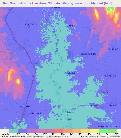 Ban Noen Khontha,Thailand Elevation Map