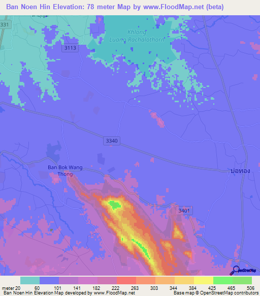 Ban Noen Hin,Thailand Elevation Map
