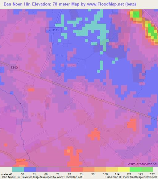 Ban Noen Hin,Thailand Elevation Map