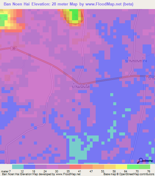 Ban Noen Hai,Thailand Elevation Map