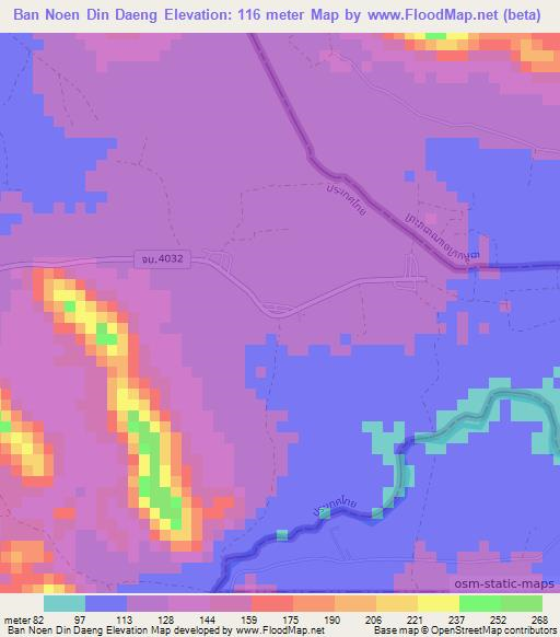 Ban Noen Din Daeng,Thailand Elevation Map
