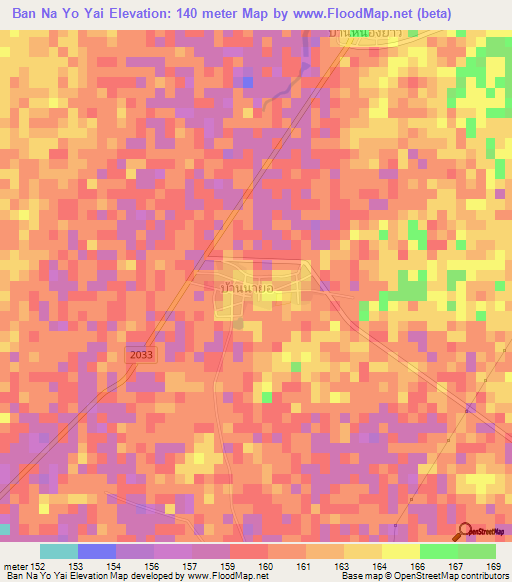 Ban Na Yo Yai,Thailand Elevation Map