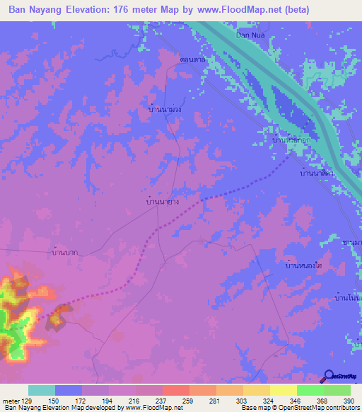 Ban Nayang,Thailand Elevation Map