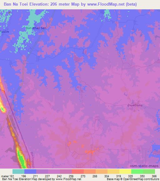 Ban Na Toei,Thailand Elevation Map