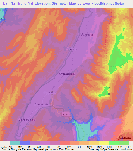 Ban Na Thung Yai,Thailand Elevation Map