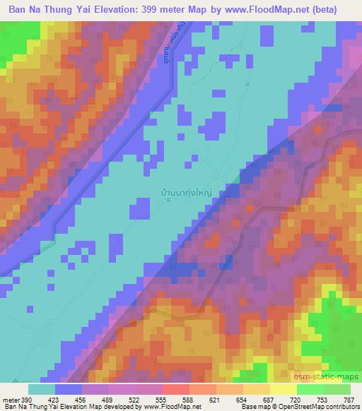 Ban Na Thung Yai,Thailand Elevation Map