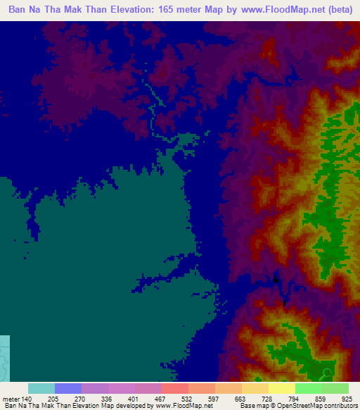 Ban Na Tha Mak Than,Thailand Elevation Map