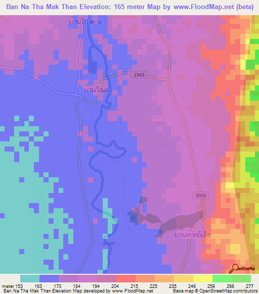 Ban Na Tha Mak Than,Thailand Elevation Map