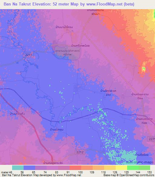 Ban Na Takrut,Thailand Elevation Map