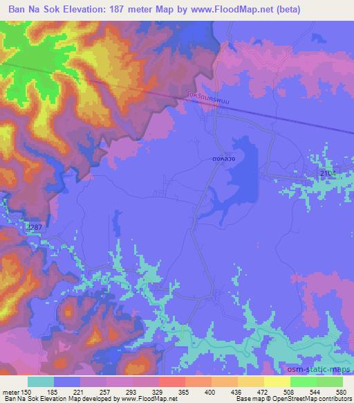 Ban Na Sok,Thailand Elevation Map