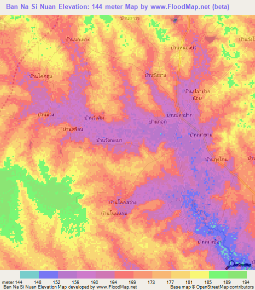Ban Na Si Nuan,Thailand Elevation Map