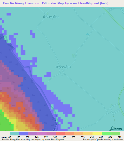 Ban Na Riang,Thailand Elevation Map