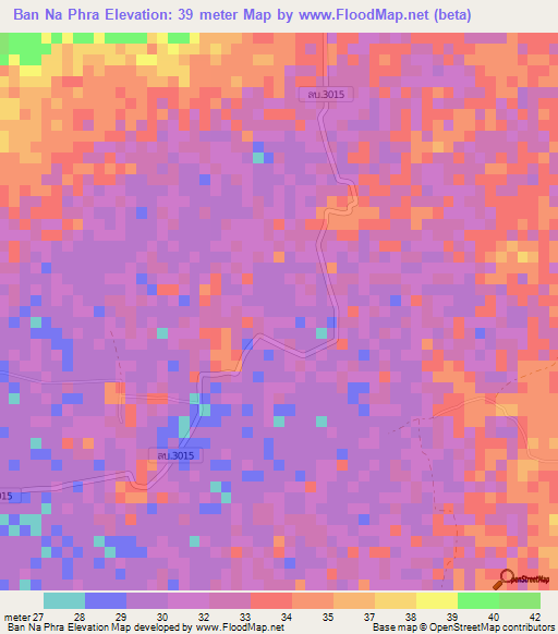 Ban Na Phra,Thailand Elevation Map