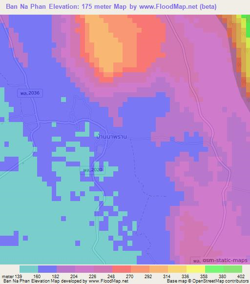 Ban Na Phan,Thailand Elevation Map
