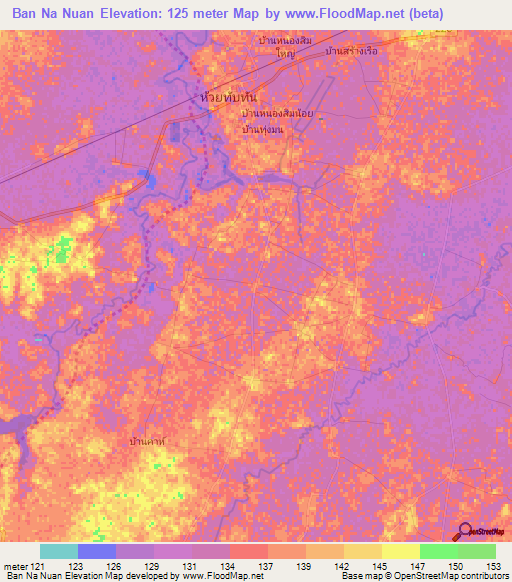 Ban Na Nuan,Thailand Elevation Map