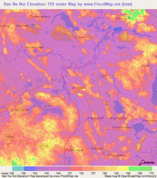 Ban Na Noi,Thailand Elevation Map