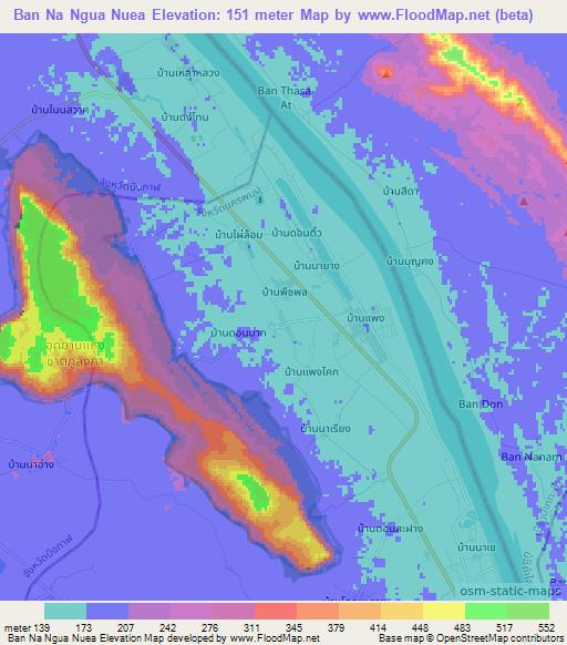 Ban Na Ngua Nuea,Thailand Elevation Map