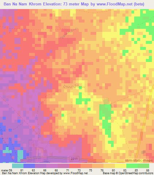 Ban Na Nam Khrom,Thailand Elevation Map