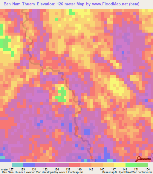 Ban Nam Thuam,Thailand Elevation Map