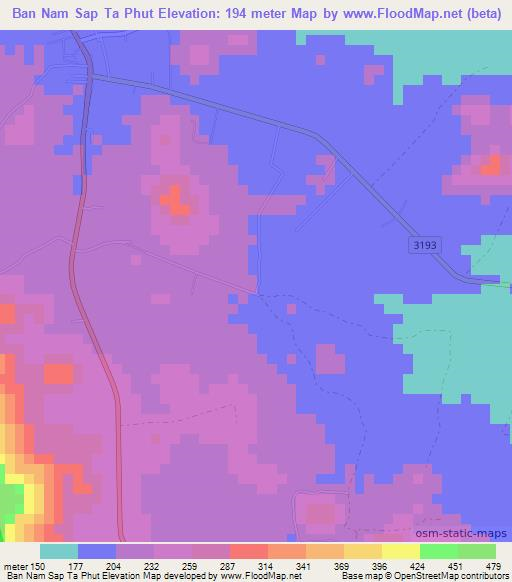 Ban Nam Sap Ta Phut,Thailand Elevation Map