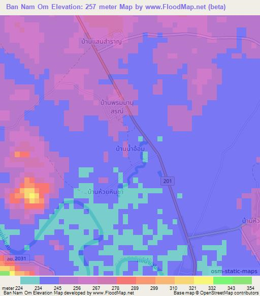 Ban Nam Om,Thailand Elevation Map