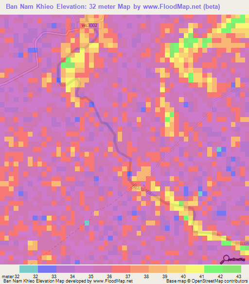 Ban Nam Khieo,Thailand Elevation Map